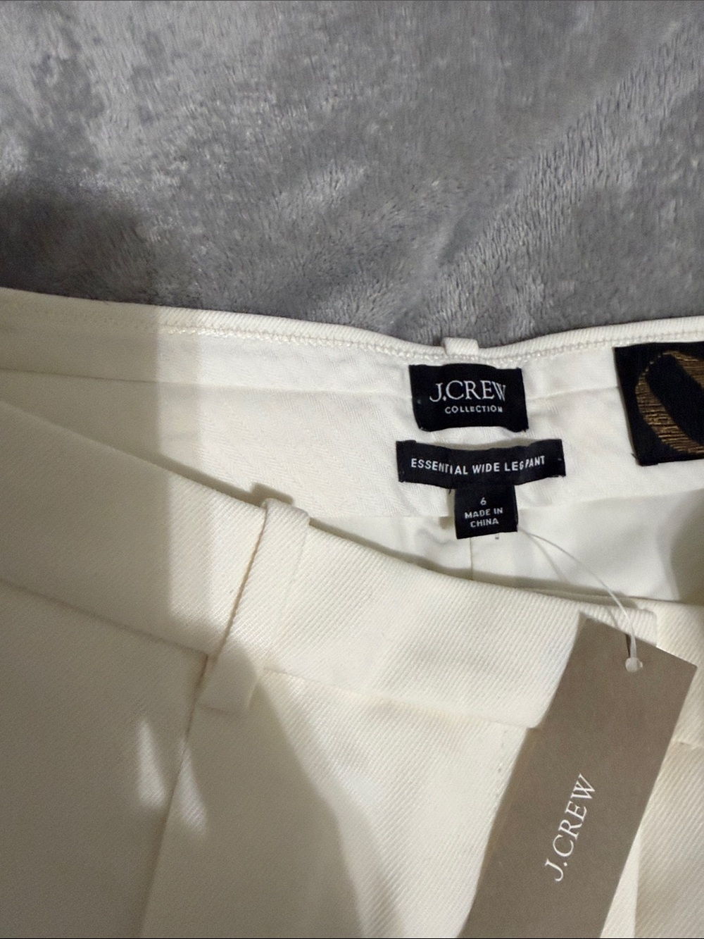 J. Crew Cream Wide-Leg Pants with Black Side Stripe - Picture 2 of 6